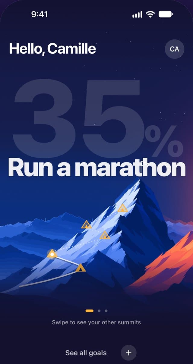 Home: “Run a marathon” at 35%.